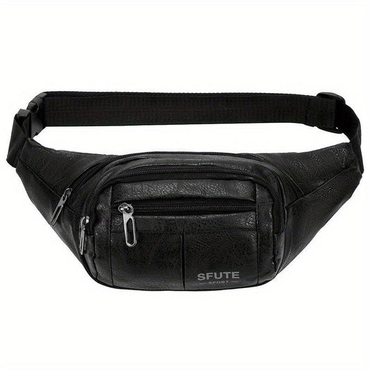 Men's Retro Large Capacity Leather Waist Bag Fanny Pack Shoulder Bag