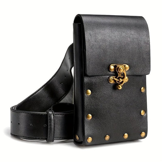 Steampunk Waist Bag Vintage Gothic PU Leather Mobile Phone Bag