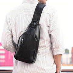 Men's Leather Waterproof Chest Bag Outdoor Multifunctional Travel Sling Bag