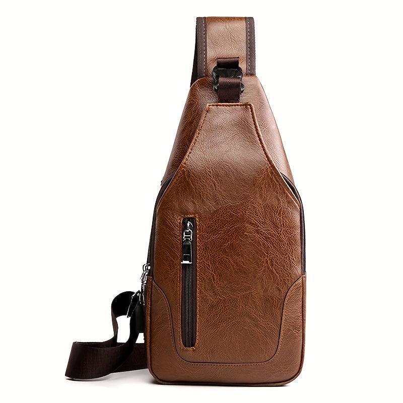 Men's Leather Waterproof Chest Bag Outdoor Multifunctional Travel Sling Bag