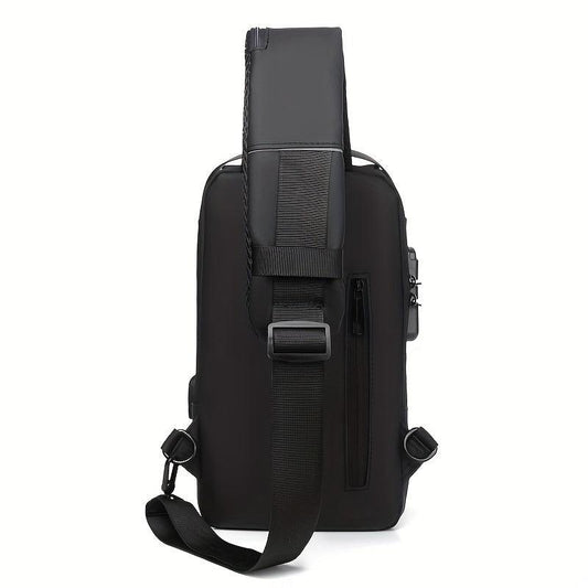 Men's Anti Theft Chest Bag with Combination Lock and USB Charging Port