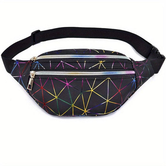 Women's Laser Rhombus Waist Bag PU Shoulder Chest Bag