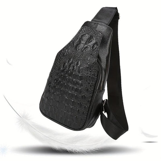 Men's Crocodile Pattern PU Leather Crossbody Bag