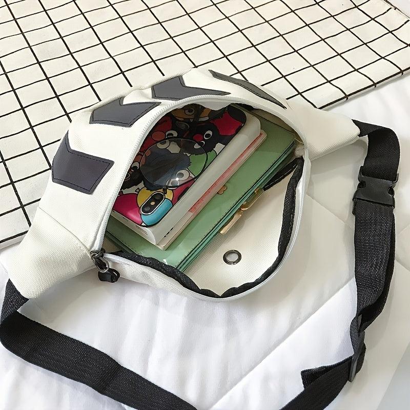 Canvas Waist Bag Arrow Shape Reflective Strip Couple Bag Casual Small Bag