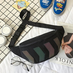 Canvas Waist Bag Arrow Shape Reflective Strip Couple Bag Casual Small Bag