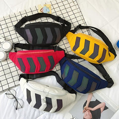 Canvas Waist Bag Arrow Shape Reflective Strip Couple Bag Casual Small Bag