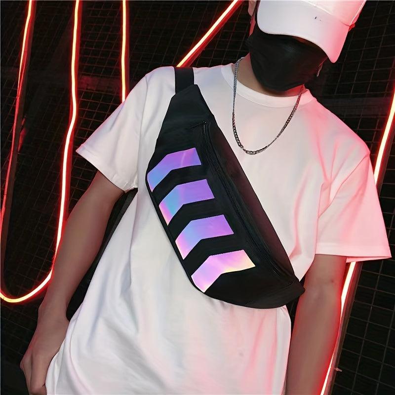 Canvas Waist Bag Arrow Shape Reflective Strip Couple Bag Casual Small Bag