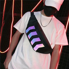 Canvas Waist Bag Arrow Shape Reflective Strip Couple Bag Casual Small Bag
