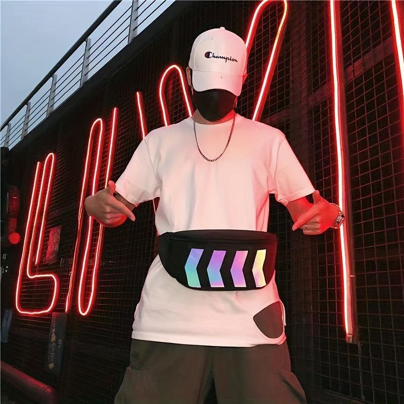 Canvas Waist Bag Arrow Shape Reflective Strip Couple Bag Casual Small Bag