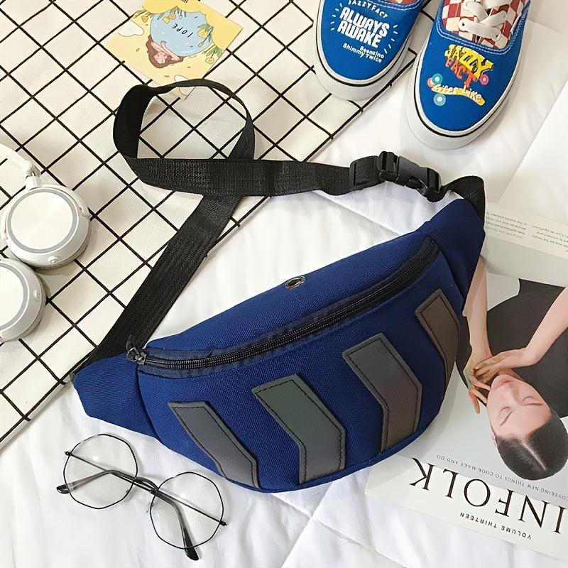 Canvas Waist Bag Arrow Shape Reflective Strip Couple Bag Casual Small Bag