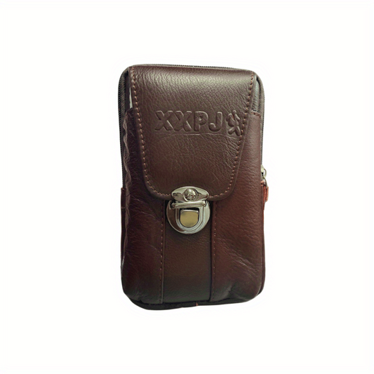 Men's Cowhide Phone Bag Vertical Waist Bag Coin Purse