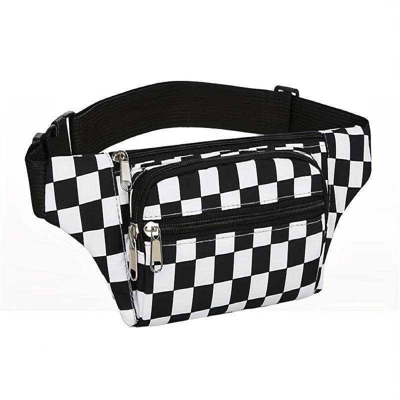 Checkboard Waist Bag Waterproof Retro Outdoor Sports Waist Bag