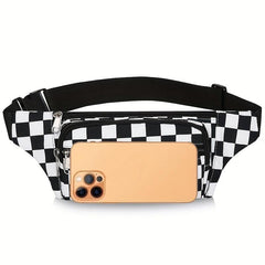 Checkboard Waist Bag Waterproof Retro Outdoor Sports Waist Bag