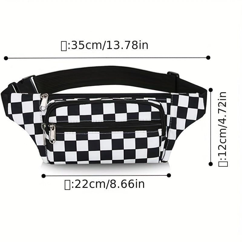 Checkboard Waist Bag Waterproof Retro Outdoor Sports Waist Bag