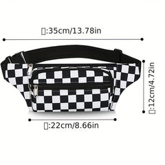 Checkboard Waist Bag Waterproof Retro Outdoor Sports Waist Bag
