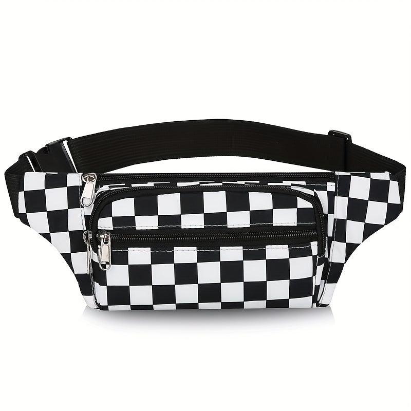 Checkboard Waist Bag Waterproof Retro Outdoor Sports Waist Bag