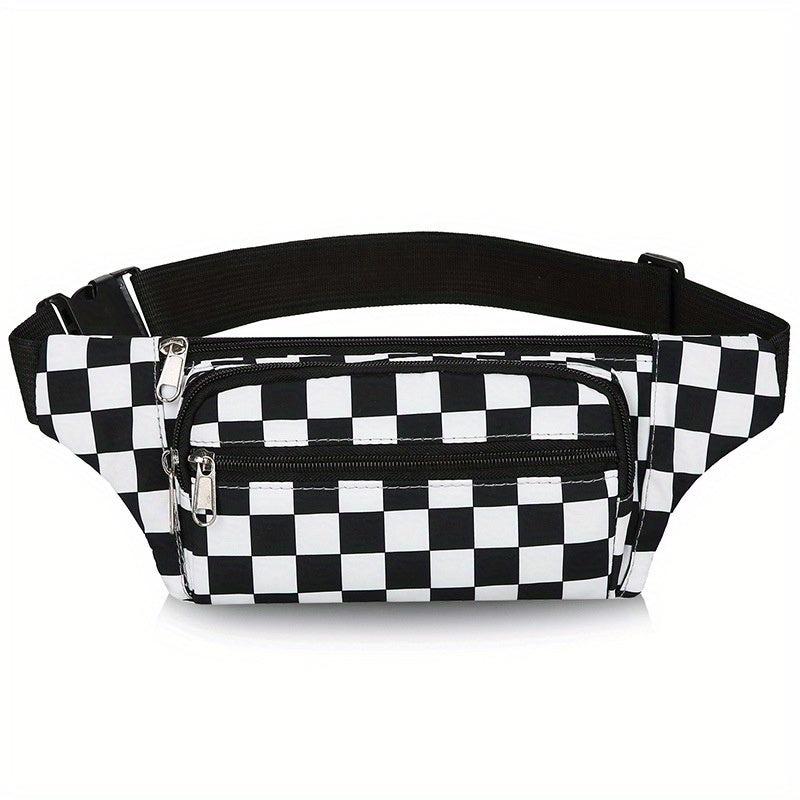 Checkboard Waist Bag Waterproof Retro Outdoor Sports Waist Bag