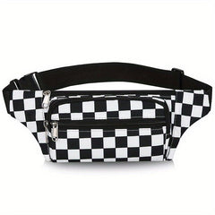 Checkboard Waist Bag Waterproof Retro Outdoor Sports Waist Bag