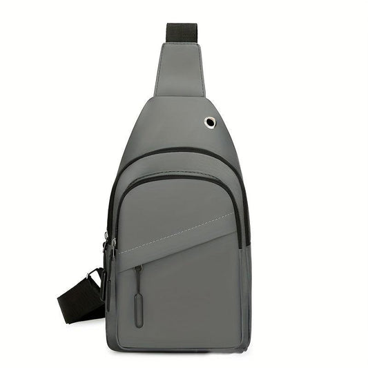 Men's Crossbody Chest Bag Waterproof Shoulder Bag With Earphone Hole