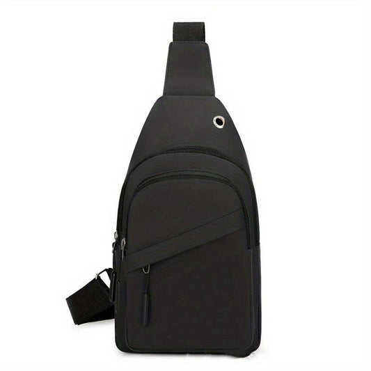 Men's Crossbody Chest Bag Waterproof Shoulder Bag With Earphone Hole