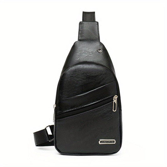 Men's Crossbody Bag Multifunctional Shoulder Bag With Earphone Hole