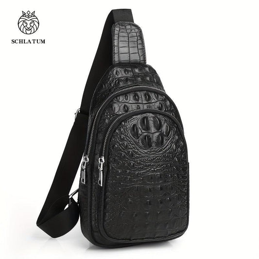 SCHLATUM Crocodile Pattern Crossbody Bag Multifunctional Backpack
