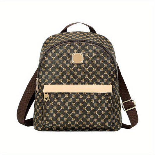 Women's Vintage Pattern Backpack Zipper Portable Rucksack
