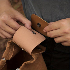 Portable Waist Bag for Traveling Camping Hiking, Canvas Bag with Leather