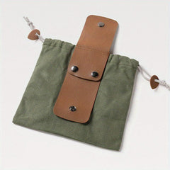 Portable Waist Bag for Traveling Camping Hiking, Canvas Bag with Leather