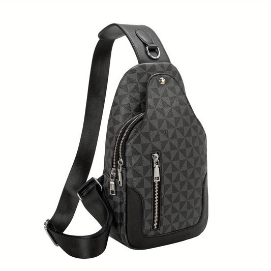 Men's Crossbody Chest Bag Large Checkered Backpack