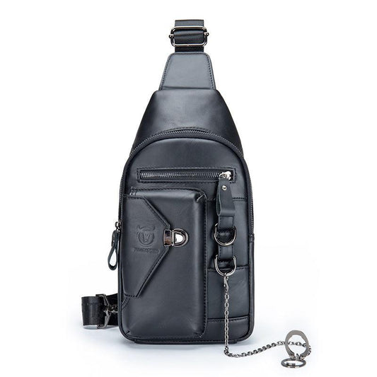 Leather Retro Chest Bag Men's Chain Shoulder Crossbody Bag