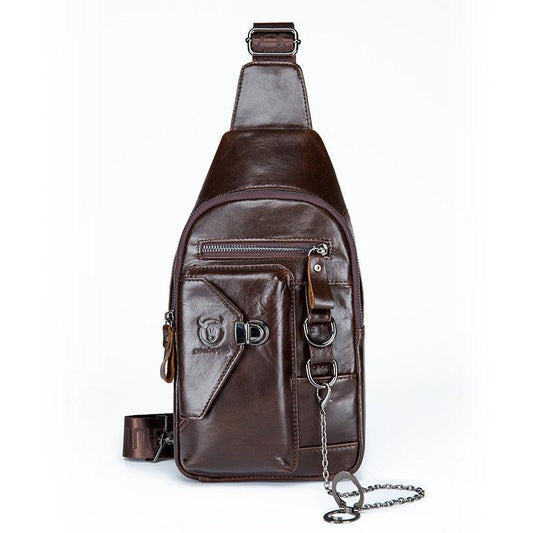 Leather Retro Chest Bag Men's Chain Shoulder Crossbody Bag