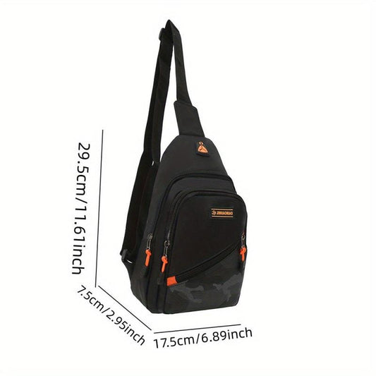 Men's Nylon Chest Bag With Earphone Hole Outdoor Shoulder Bag