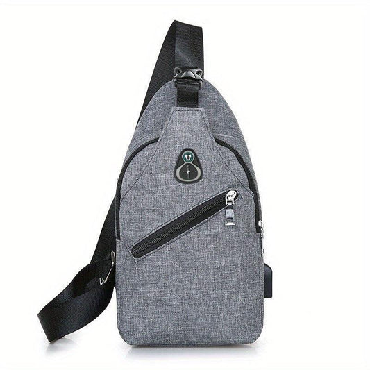 Men's Casual Crossbody Bag with Earphone Hole & USB Charging Port