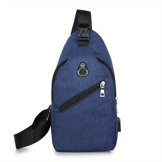 Men's Casual Crossbody Bag with Earphone Hole & USB Charging Port