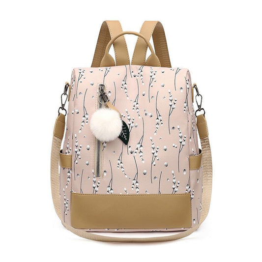 Colorblock Backpack Flower Pattern Rucksack Women's Travel Storage Bag