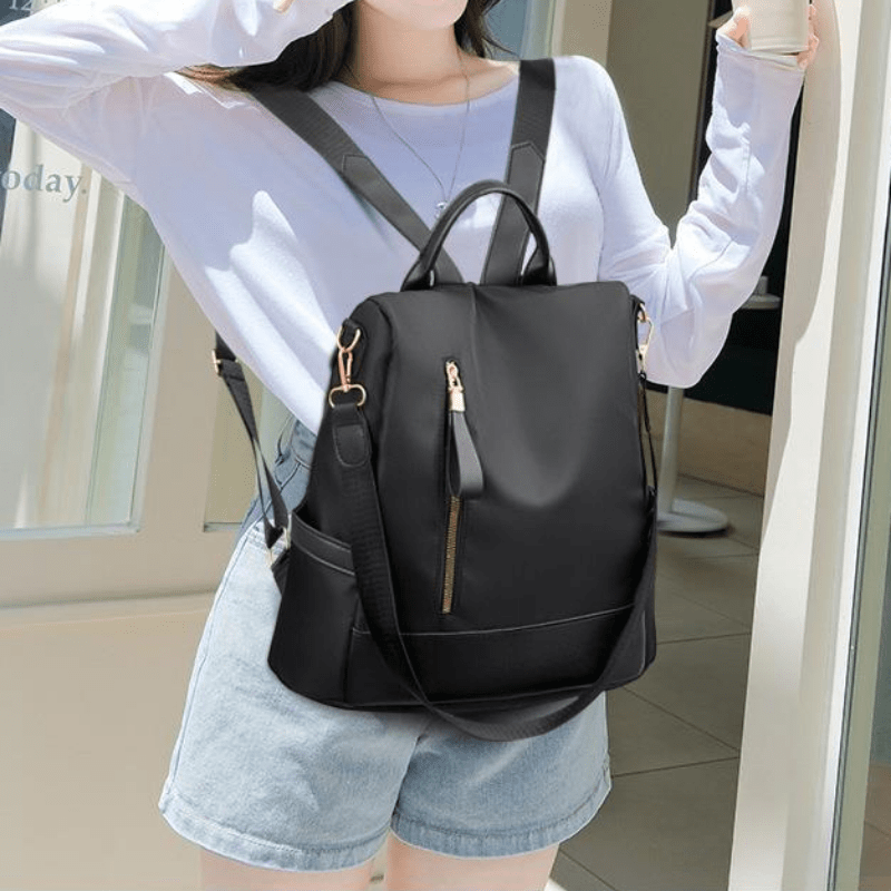 Minimalist Casual Zipper Backpack Solid Color Work Bag