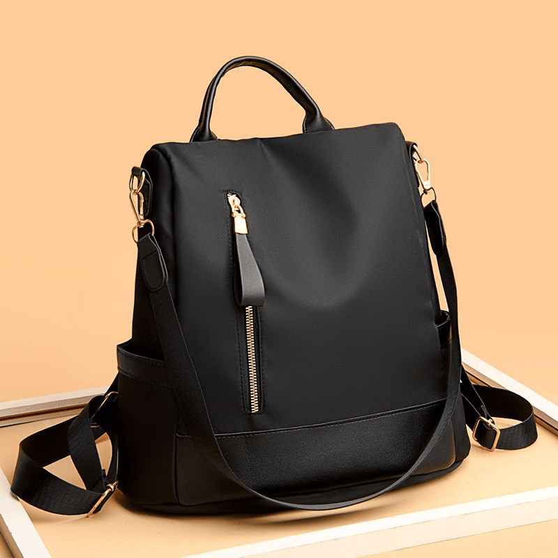 Minimalist Casual Zipper Backpack Solid Color Work Bag