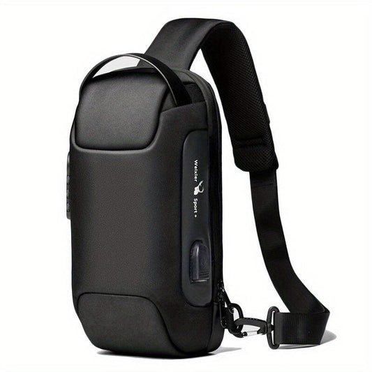 Men's Outdoor Waterproof Shoulder Bag Lock Crossbody Pack