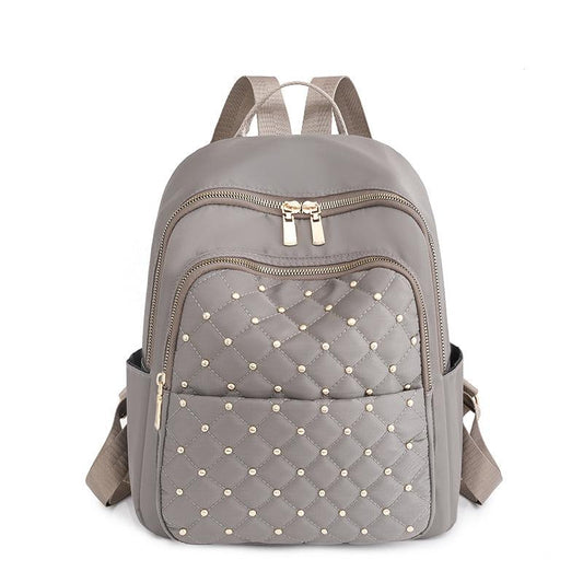 Quilted Detail Backpack Women's Nylon Travel Bookbag Student Schoolbag