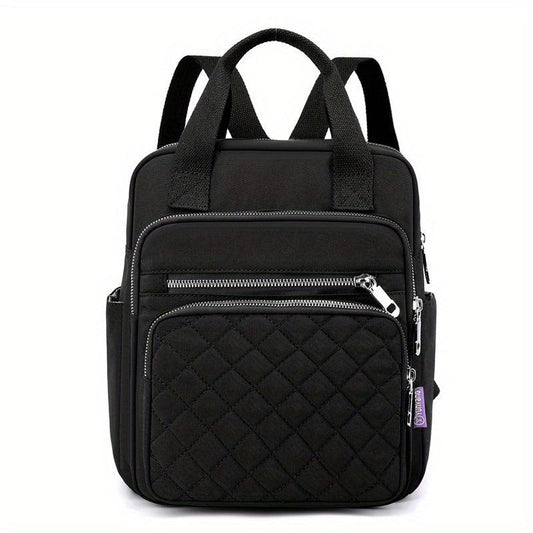 Argyle Quilted Backpack Women's Top Handle Daypack Purse