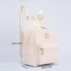Crocodile Pattern Backpack PU Leather Textured School Travel Bag