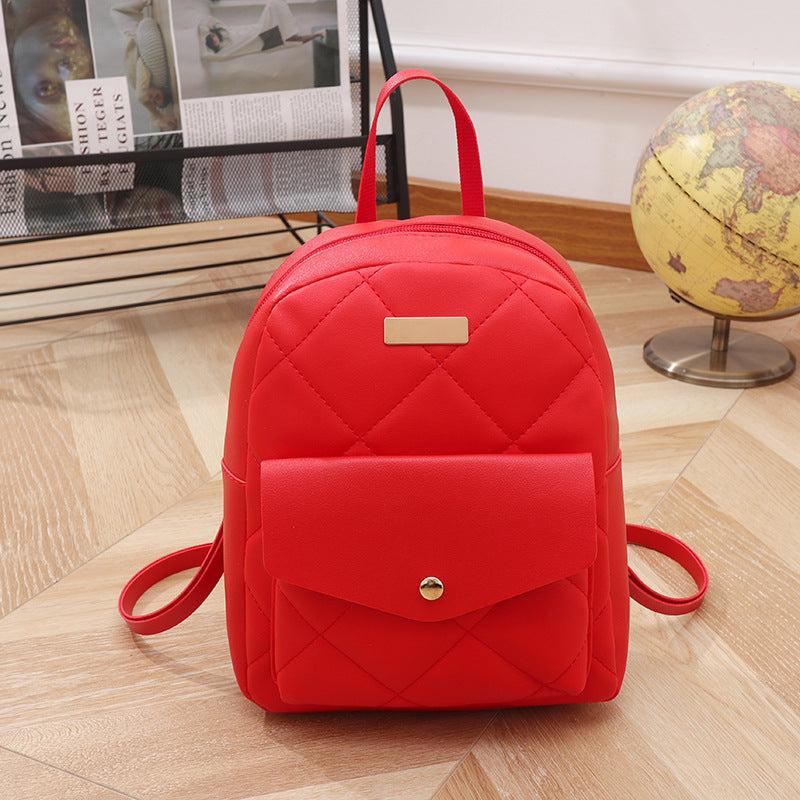 Argyle Quilted Backpack Women's Shoulder Bag With Adjustable Strap