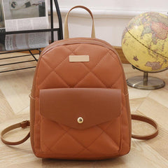 Argyle Quilted Backpack Women's Shoulder Bag With Adjustable Strap