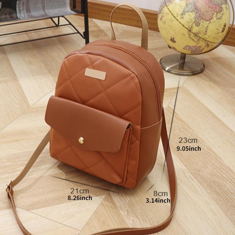 Argyle Quilted Backpack Women's Shoulder Bag With Adjustable Strap