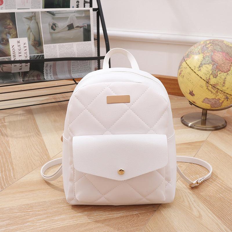Argyle Quilted Backpack Women's Shoulder Bag With Adjustable Strap