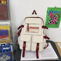 Large Capacity Backpack Zipper Rucksack Buckles School Bookbag