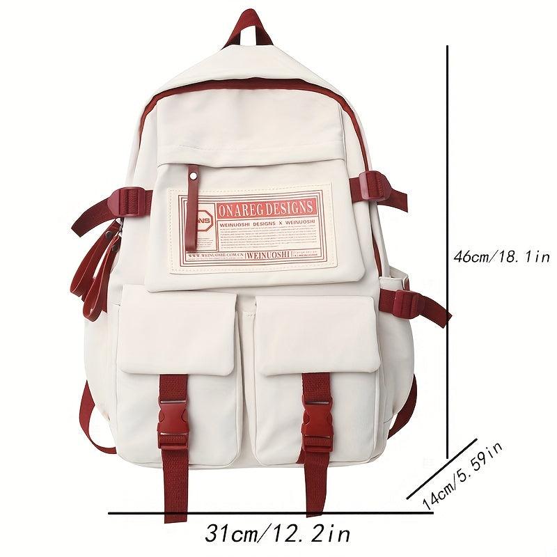 Large Capacity Backpack Zipper Rucksack Buckles School Bookbag