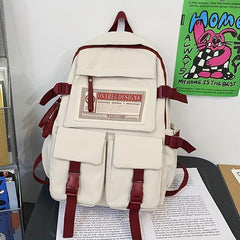Large Capacity Backpack Zipper Rucksack Buckles School Bookbag