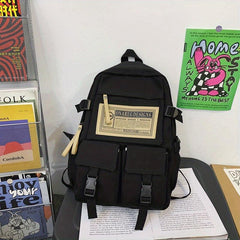 Large Capacity Backpack Zipper Rucksack Buckles School Bookbag